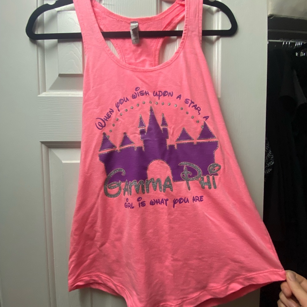 Gamma Phi Beta Pink Next Level Apparel Disney Princess Tank Top NWT